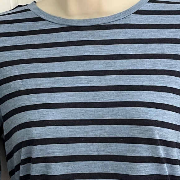 Vince Tee Long Sleeve Boat Neck Jersey Knit Striped Navy Blue Size Small Preppy - Picture 3 of 7